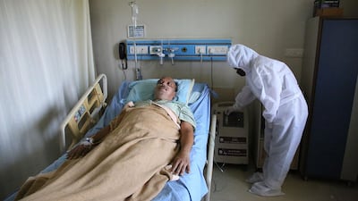 An oxygen concentrator sent by the Abu Dhabi Hindu temple group being used in a hospital in Ahmedabad, western India. Courtesy: BAPS Hindu Mandir, Abu Dhabi