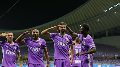 Al Ain's Yahya Ben Khaleq celebrates scoring against Al Wasl in their UAE Pro League match at the Hazza Bin Zayed Stadium in Abu Dhabi. All photos: Chris Whiteoak / The National