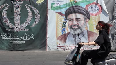 A poster of Iranian supreme leader Ayatollah Mojtaba Khamenei in Tehran. Some anti-regime Iranians who had been hoping for an end to clerical rule are deeply disappointed. EPA