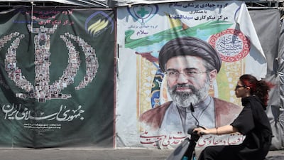 A poster of Iranian supreme leader Ayatollah Mojtaba Khamenei in Tehran. Some anti-regime Iranians who had been hoping for an end to clerical rule are deeply disappointed. EPA