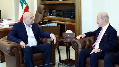Lebanese President Joseph Aoun with US ambassador to Lebanon, Michel Isaa, at Baabda Palace. Photo: Lebanese presidency / X