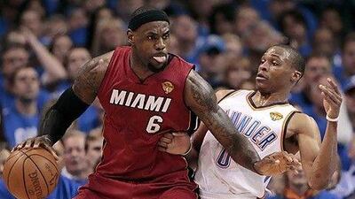 The circus surrounding LeBron James, left, has made Miami Heat easy to dislike while ‘good guys’ such as Russell Westbrook, right, help endear Oklahoma City Thunder to NBA fans.