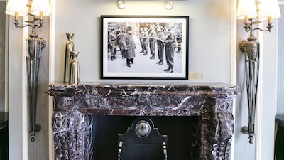 A photo of Churchill inspecting the House Guard at the HOuse of Parliament, hangs at St Regis Sir Winston Churchill suite. Reem Mohammed / The National