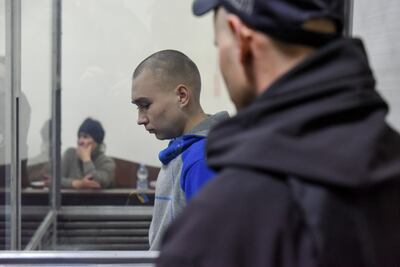Russian serviceman Vadim Shishimarin attends a court hearing in the Solomyansky district court in Kyiv. EPA