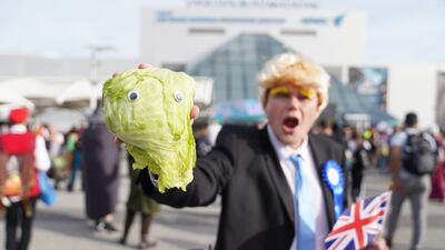 A cosplayer as former UK prime minister Boris Johnson. PA