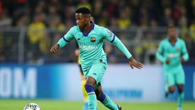 Barcelona's Ansu Fati in action. EPA