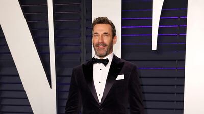 Jon Hamm in Brunello Cucinelli arrives at the 2019 Vanity Fair Oscar Party. Reuters