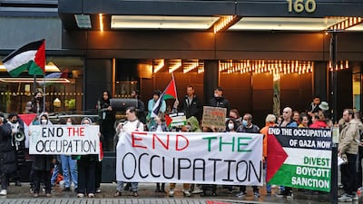 Protesters outside Labour headquarters in London on Friday demanding the party changes its position on the Israel-Hamas war. PA
