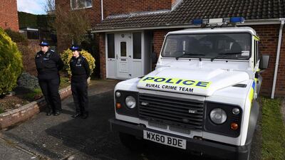 File photo: British Police Community Support Officers stand on duty outside the home of former Russian spy Sergei Skripal in Salisbury, southern England, on March 6, 2018. AFP