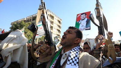 Yemenis protest in Sanaa in solidarity with the Palestinians amid the Israel-Gaza war. EPA