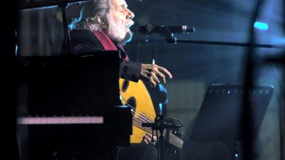 Abu Dhabi, United Arab Emirates- Marcel Khalife performing at Hay Festival at Atrium, Manaarat Saadiyat. Leslie Pableo for The National