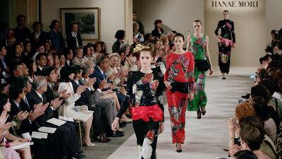 Looks from Mori's autumn/winter 2004-05 haute couture show in Paris. AFP