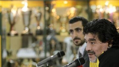 Coach Diego Maradona, right, has the backing of the Al Wasl management.
