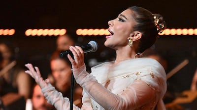 Assala Nasri performs in Damascus on September 17, 2026, after a 15-year absence. AFP