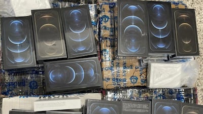 Delhi Airport customs officers seized cigarettes, saffron and iPhones and its battery packs.