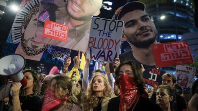 Supporters of Israeli hostages kidnapped during the October 7, 2023 attack on Israel by Hamas protest against the Israeli government and Prime Minister Benjamin Netanyahu in Tel Aviv, demanding the release of all hostages. Reuters