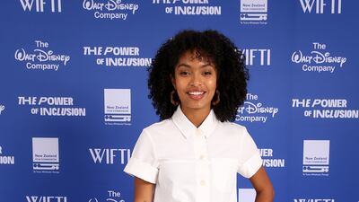 Yara Shahidi, in a white-belted jumpsuit by Cos, attends the Power Of Inclusion Summit at Aotea Centre on October 3, 2019 in Auckland, New Zealand. Getty Images
