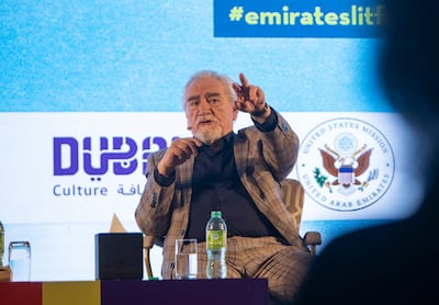 Actor and author Brian Cox at Emirates Airline Festival of Literature in 2023. Leslie Pableo for The National