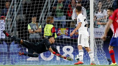 Real's Keylor Navas fails to make a save. AP