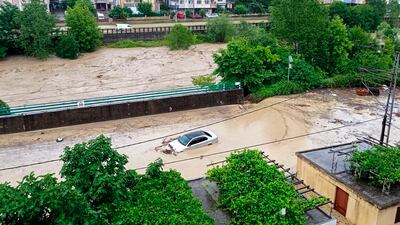 A submerged car in Zonguldak, Turkey. AP