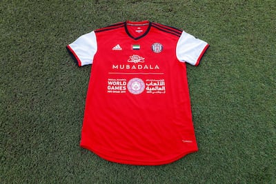 The new Al Jazira shirt, which will be worn for the first time on Friday. Victor Besa / The National