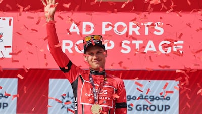 Lucas Plapp of Ineos Grenadiers with the red jersey. AFP
