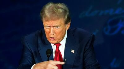 Republican presidential nominee Donald Trump speaks during the debate with Democratic candidate Kamala Harris on September 10. AP
