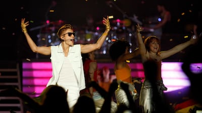 On May 4, 2013, Canadian singer Justin Bieber beat the sweltering heat to perform for fans at Sevens Stadium in Dubai. Sarah Dea/The National