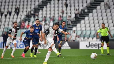 Ronaldo scores his goal from the penalty spot. Getty