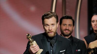 Ewan McGregor accepting the award for best actor in a limited series or motion picture made for TV for his role in Fargo AP
