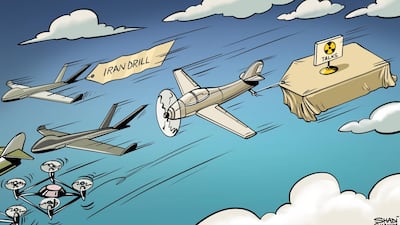 Our cartoonist's take on Iran’s Islamic Revolutionary Guard Corps launching their ground forces drill near the Iraq border