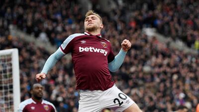 Jarrod Bowen celebrates scoring the second goal. Reuters