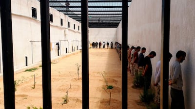 Fighters loyal to military commander Khalifa Haftar imprisoned by forces from the UN-backed Government of National Accord in Tripoli on April 11, 2019. AFP