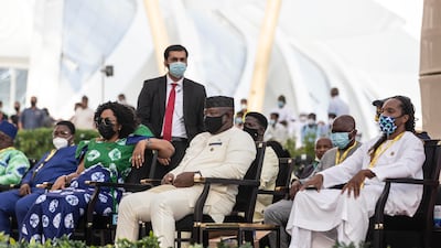Dignitaries from Sierra Leone attending the Sierra Leone Cultural Performance at Al Wasl Plaza. (Photo: Antonie Robertson / The National)
