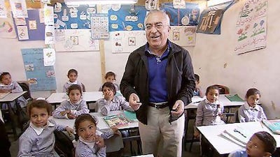 Salam Fayyad in a West Bank school in State 194. Courtesy Dan Setton