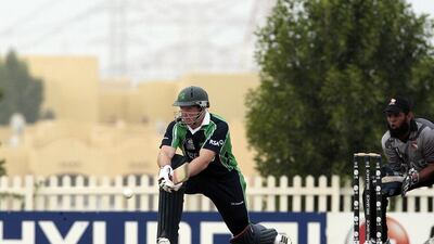 Kevin O’Brien played the assist role with a knock of 31 when Ireland first against the UAE in their World Twenty20 Qualifier semi-final. Jeffrey E Biteng / The National