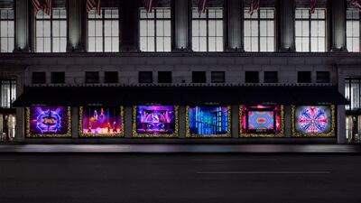 A view of the Saks windows from the opposite side of Fifth Avenue in New York. Photo: Luis Guillen