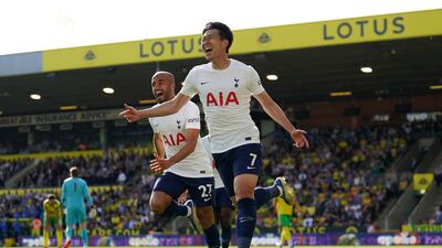 Son Heung-min celebrates scoring Tottenham's fourth goal. PA