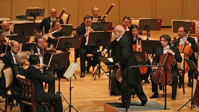 Krzysztof Penderecki conducts the National Polish Radio Symphony Orchestra during the opening gala of the Abu Dhabi Festival at Emirates Palace in 2010. Amy Leang / The National