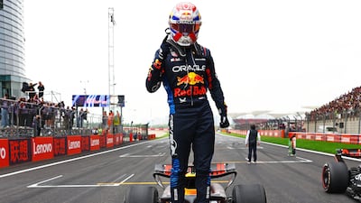 Max Verstappen celebrates victory at the Shanghai International Circuit. Getty Images