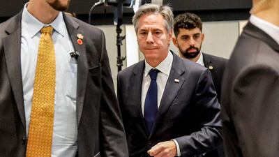 US Secretary of State Antony Blinken at a press conference in Tel Aviv on November 3. AFP