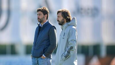Juventus manager Andrea Pirlo with club president Andrea Agnelli. Getty