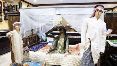 An old Emirati bed on display in the home of Jasim Al Ali in Sharjah. Pawan Singh / The National