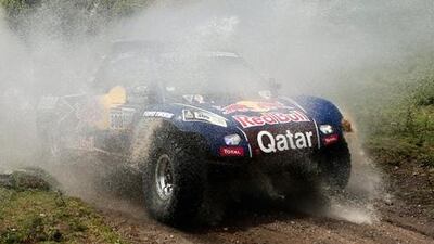 Qatari driver Nasser Al-Attiyah and co-driver Lucas Cruz cut through a creek before mechanical problems forced them out the Dakar rally.