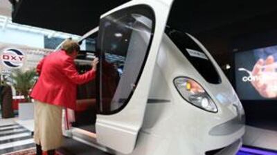 Masdar's electric pod, which will replace cars in the carbon-neutral city, made its debut at last year's summit.