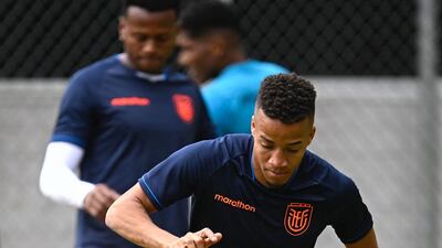 Ayrton Preciado takes part in a training session at the Casa de la Seleccion. AFP