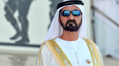 Sheikh Mohammed bin Rashid, Vice President, Ruler of Dubai and Minister of Defence, attends the graduation ceremony for Air Cadet and Cadet Pilot officers at Khalifa bin Zayed Air College in Al Ain on Monday. Wam