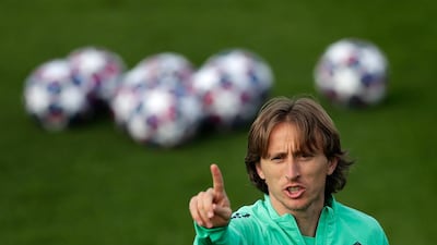 Luka Modric during the training session. AP