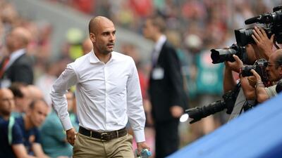 Pep Guardiola believes Bayern Munich's Champions League match at Manchester City will be a challenge. Andreas Gebert / AFP