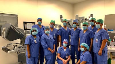 The robotic surgery team at Sheikh Shakhbout Medical City. Courtesy: SSMC